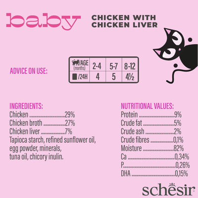 (Carton of 12) Schesir Baby Velvet Mousse - Chicken with Chicken Liver, 70g