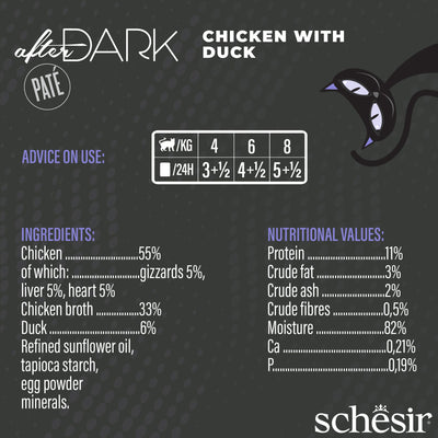 (Carton of 12) Schesir After Dark Pate - Chicken with Duck, 80g