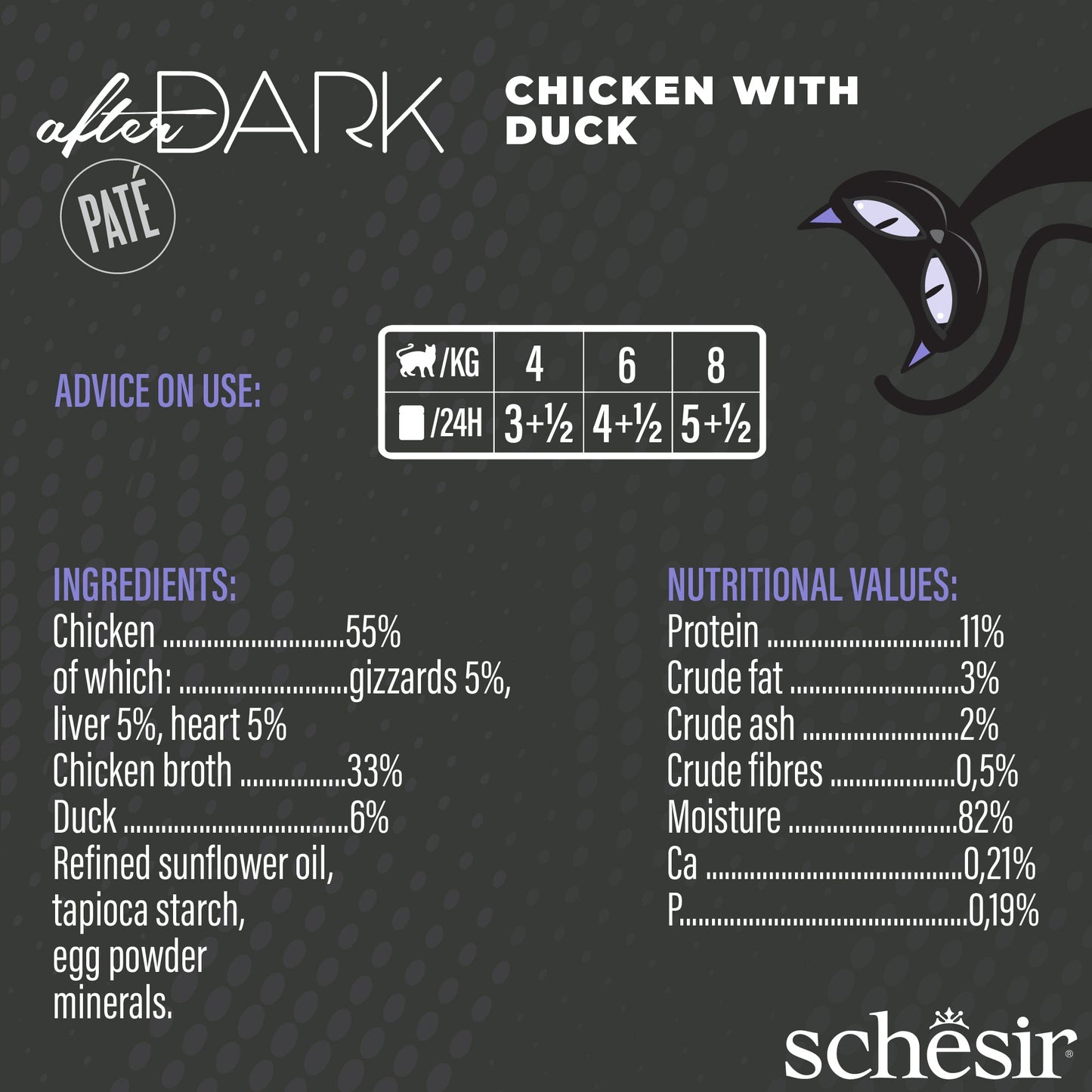 (Carton of 12) Schesir After Dark Pate - Chicken with Duck, 80g