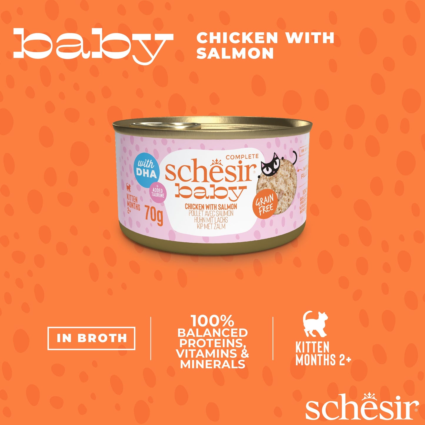 (Carton of 12) Schesir Baby Wholefood - Chicken with Salmon, 70g
