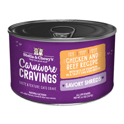 (Carton of 6) Stella & Chewy’s Carnivore Cravings – Savory Shreds Chicken & Beef Dinner in Broth 5.2oz