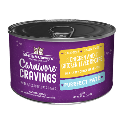 (Carton of 6) Stella & Chewy’s Carnivore Cravings – Purrfect Pate Chicken & Chicken Liver Pate Recipe in Broth 5.2oz
 