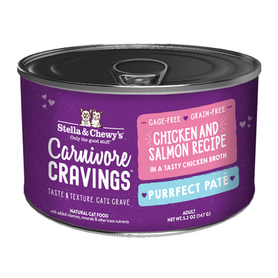 (Carton of 6) Stella & Chewy’s Carnivore Cravings – Purrfect Pate Chicken & Salmon Pate Recipe in Broth 5.2oz