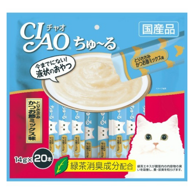 Ciao Churu Chicken & Sliced Bonito Liquid Cat Treat 20-Pack
