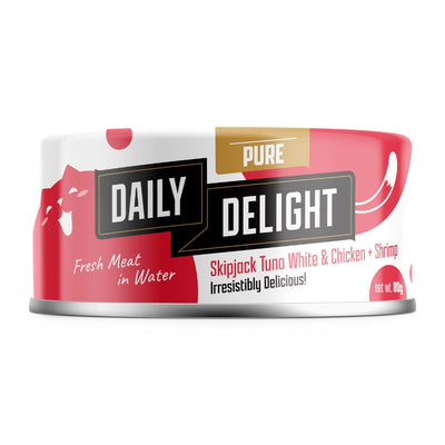 Daily Delight Pure Skipjack Tuna White & Chicken with Shrimp Canned Cat Food, 80g