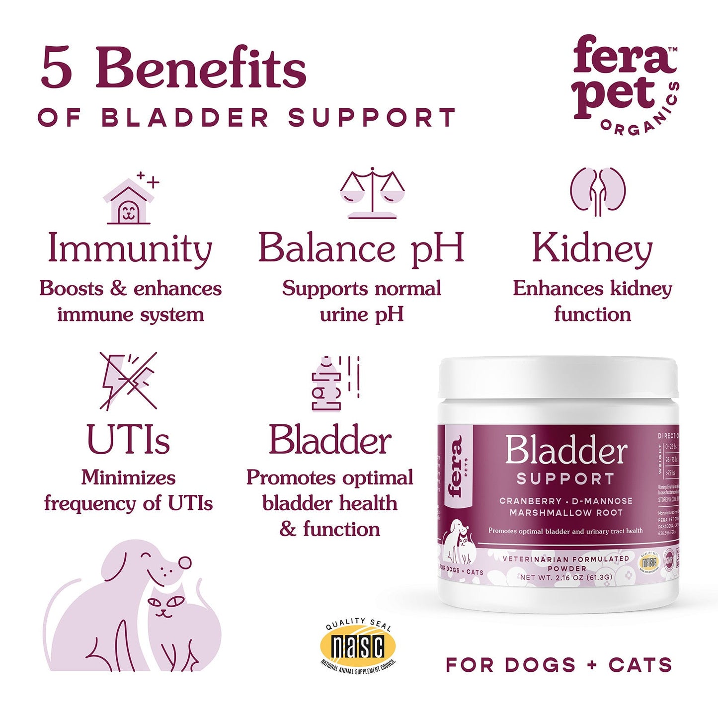 Fera Pet Organics Bladder Support Supplement for Dogs & Cats, 2.1oz