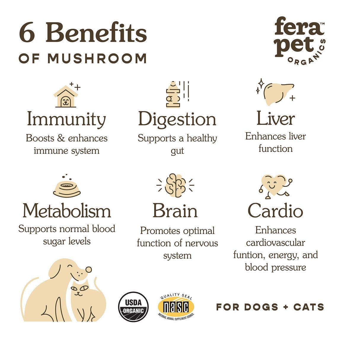 Fera Pet Organics Organic Mushroom Blend for Immune Support, 2.12oz