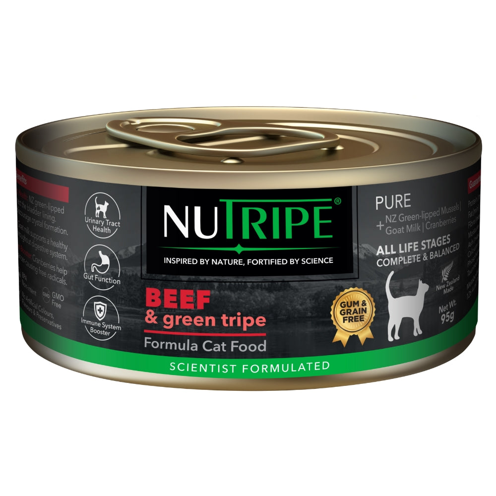 Nutripe PURE Wet Cat Food – Beef & Green Tripe, 95g