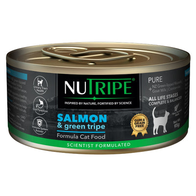 Nutripe PURE Wet Cat Food – Salmon & Green Tripe, 95g