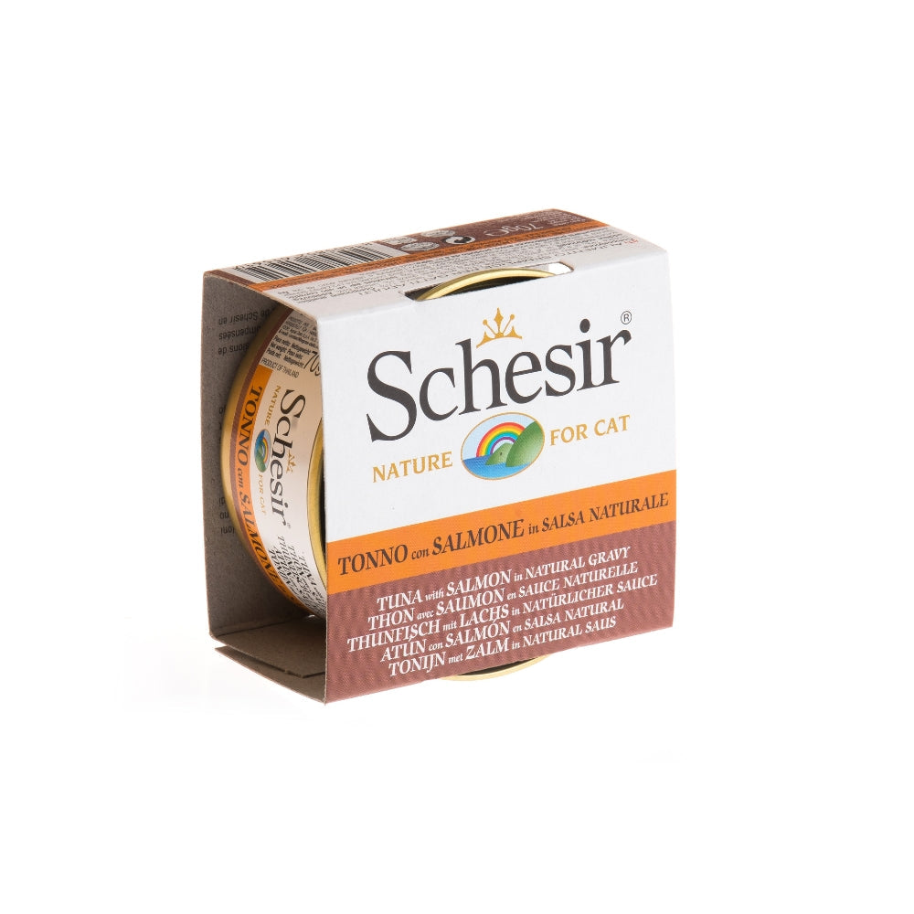 Schesir Tuna with Salmon in Natural Gravy Canned Cat Food, 70g