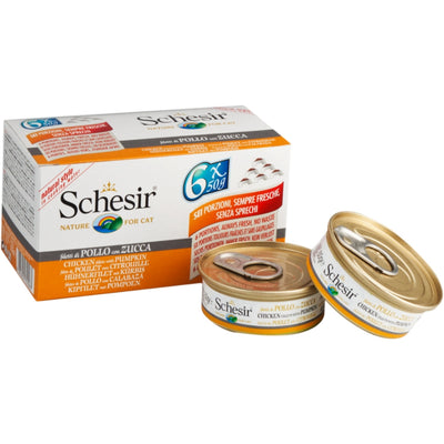 Schesir Chicken with Pumpkin in Jelly Canned Cat Food, 6 x 50g