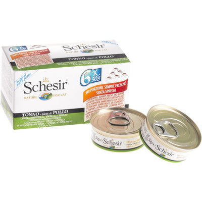 Schesir Tuna with Chicken Fillets in Jelly Canned Cat Food, 6 x 50g
