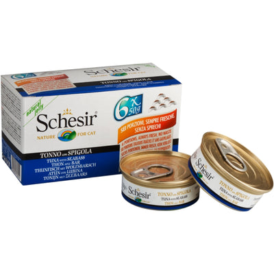 Schesir Tuna with Seabass in Jelly Canned Cat Food, 6 x 50g