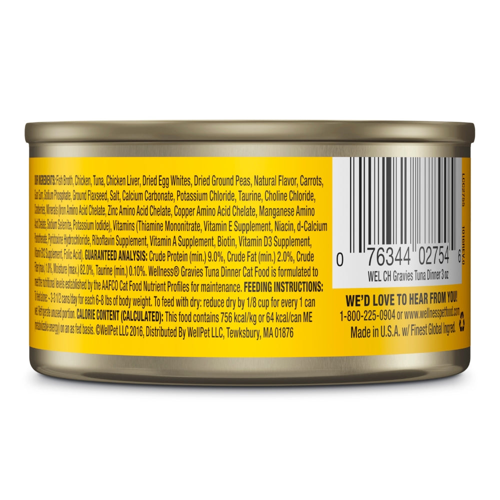 (Carton of 12) Wellness Complete Health Gravies Tuna Dinner Canned Cat Food, 3 oz