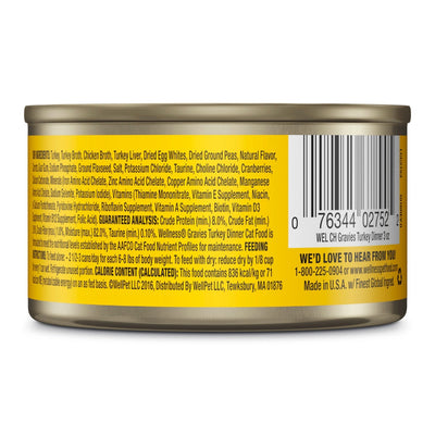 (Carton of 12) Wellness Complete Health Gravies Turkey Dinner Canned Cat Food, 3 oz