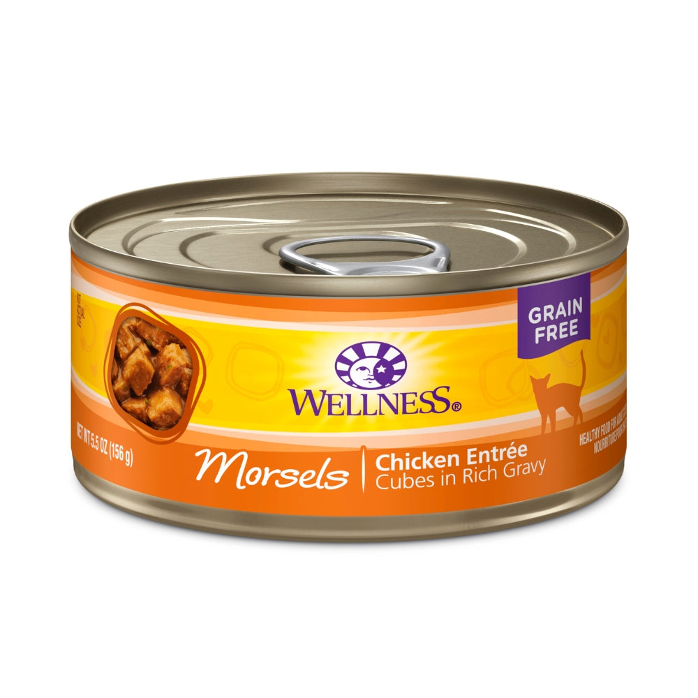 (Carton of 12) Wellness Complete Health Morsels Chicken Entree Canned Cat Food, 5.5 oz
