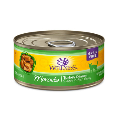 (Carton of 12) Wellness Complete Health Morsels Cubed Turkey Dinner Canned Cat Food, 5.5 oz