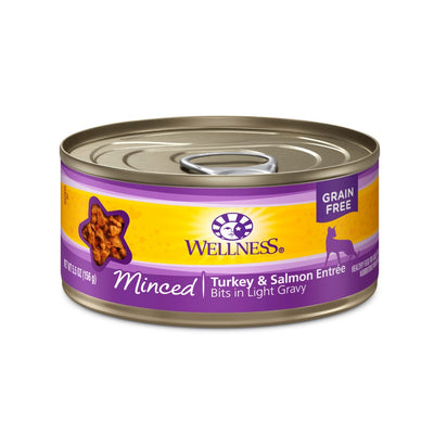 (Carton of 12) Wellness Complete Health Minced Turkey & Salmon Entree Canned Cat Food, 5.5 oz