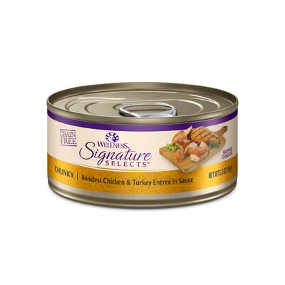 (Carton of 12) Wellness CORE Signature Selects Chunky Chicken & Turkey Entree in Sauce Canned Cat Food, 5.3 oz