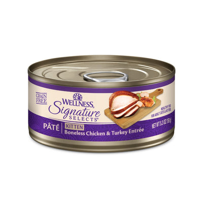 (Carton of 12) Wellness CORE Signature Selects Paté Kitten Chicken & Turkey Entrée Canned Cat Food, 5.3 oz
