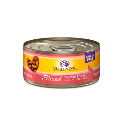 (Carton of 12) Wellness Complete Health Sliced Salmon Entree Canned Cat Food, 5.5 oz