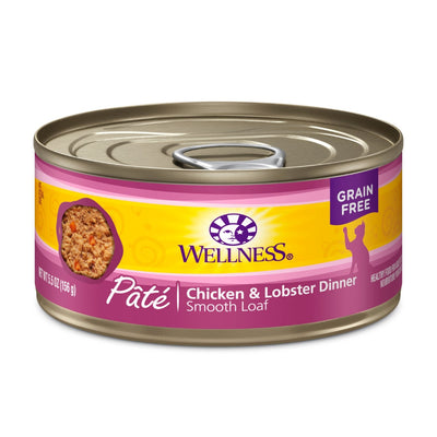 (Carton of 12) Wellness Complete Health Pate Chicken & Lobster Cat Canned Food, 5.5 oz