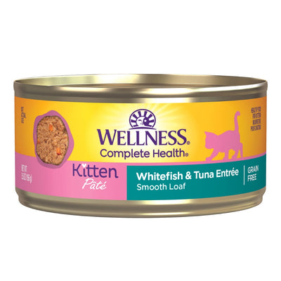 (Carton of 12) Wellness Complete Health Pate Kitten Whitefish & Tuna Cat Canned Food, 5.5 oz