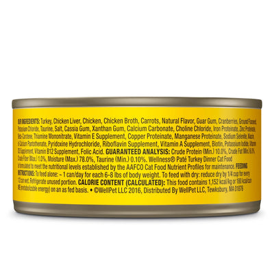 (Carton of 12) Wellness Complete Health Pate Turkey Cat Canned Food, 5.5 oz